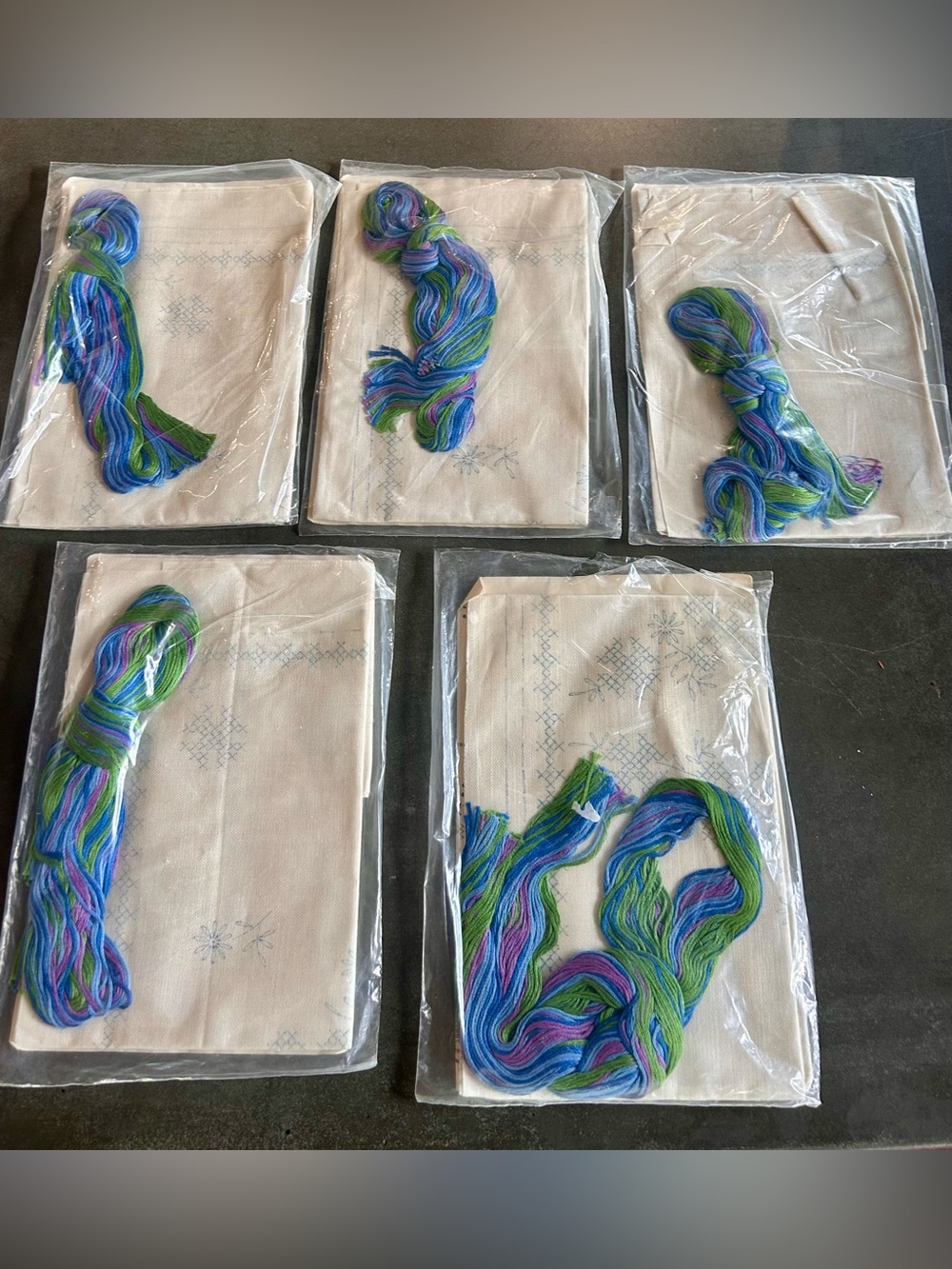 Vtg Bucilla Add-A-Square Belgian Linen Embroidery Kit Lot of 5